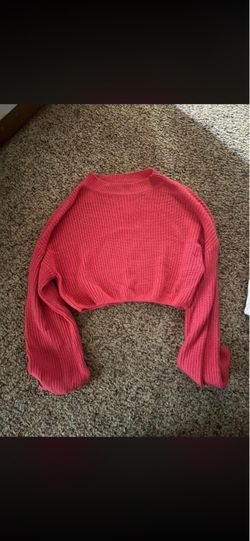 Pink Cropped Knit Sweater