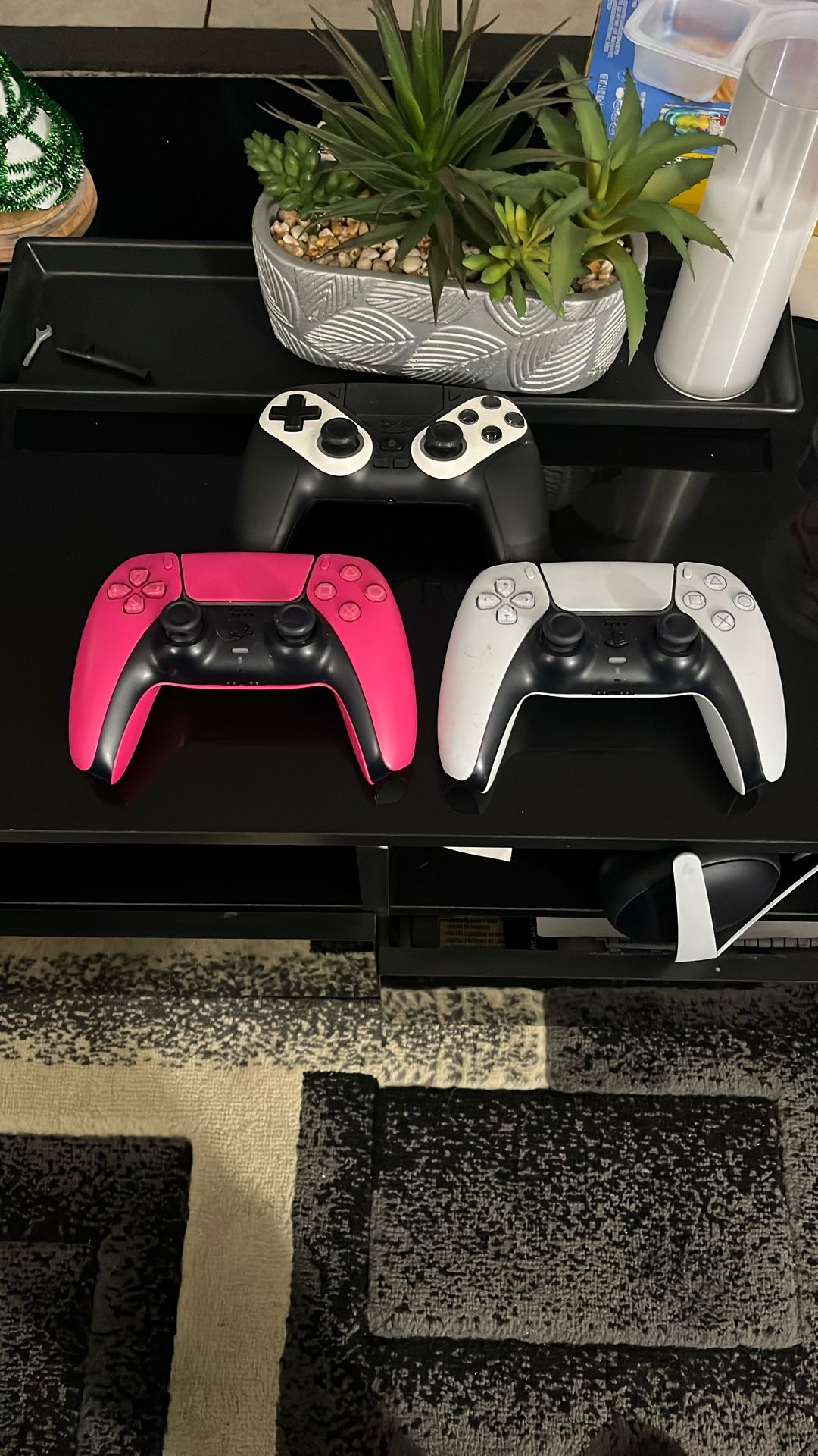 Playstation Controllers Pink Black White
