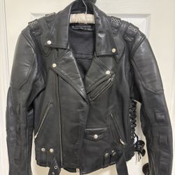 GIMAX “Battle Spirits” Leather Motorcycle Jacket — MPD Back Panel — Size L — Made in Philippines
