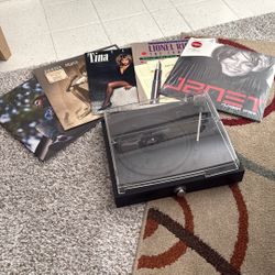 Vinyl Record Player And Records