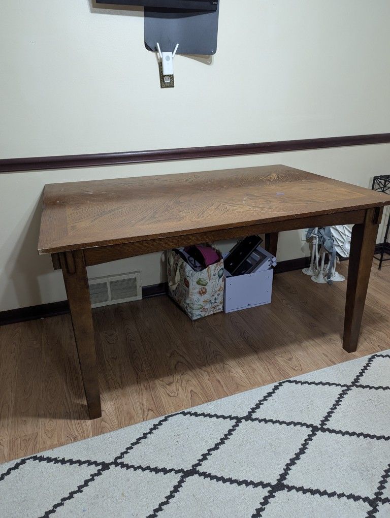 Solid Brown Wood Dining Room Table And Chairs Suede Kitchen Table