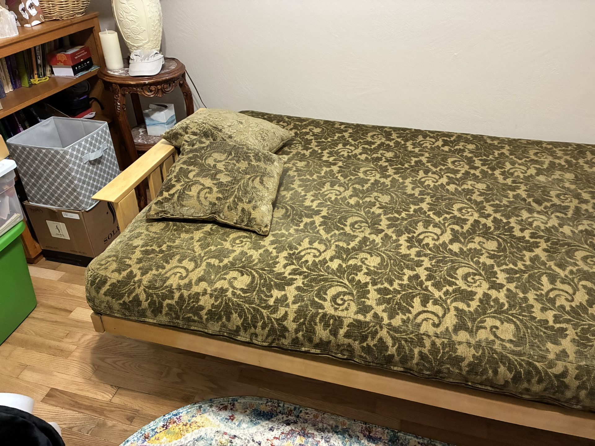 Futon With Cotton Mattress And 2 Covers And Pillows