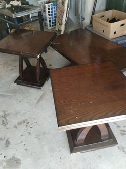 3 piece table set wood
