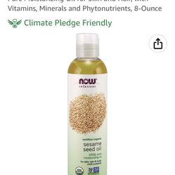 NOW Solutions, Organic Sesame Seed Oil, 100% Pure Moisturizing Oil For Skin And Hair, With Vitamins, Minerals And Phytonutrient, 8 Ounces