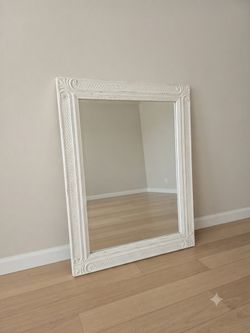 Large Ornate Shabby Chic / Vintage Style White Wall Mirror