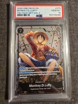 2026 One Piece Promo Tin Pack Set Vol. 2 Monkey D. Luffy #P-075 PSA 10 GEM MINT