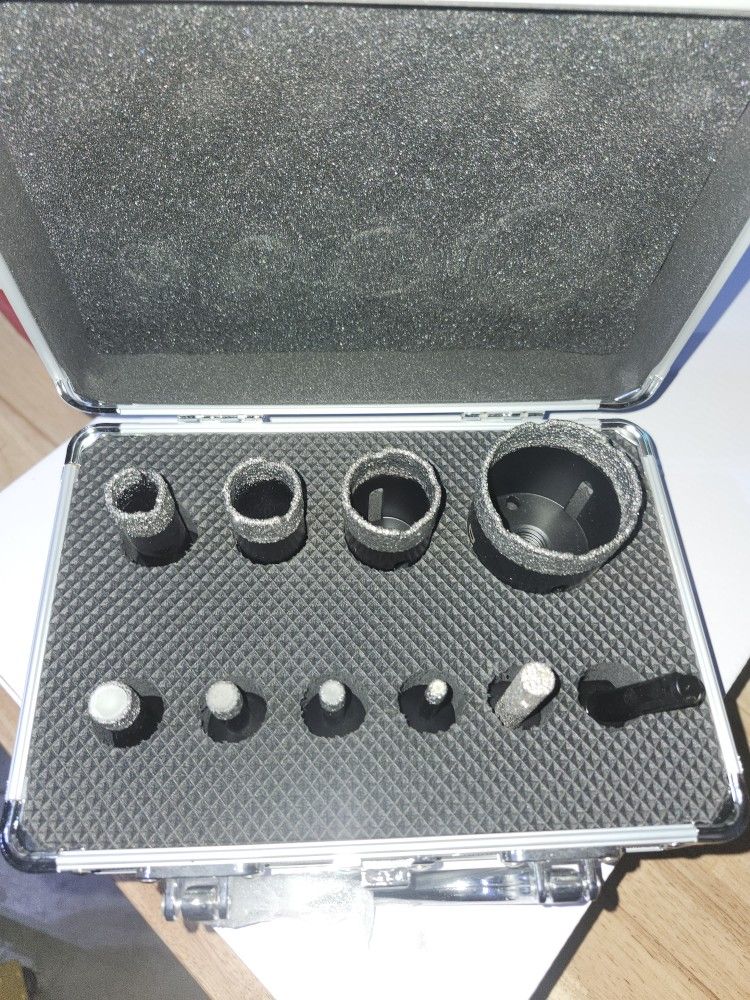 10-Piece Diamond Core Bit Kit (Vacuum Brazed) - For Granite, Marble, & Tile