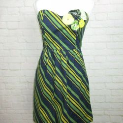 vintage Judith March XS Blue Green Strapless A-Line Sweetheart Dress