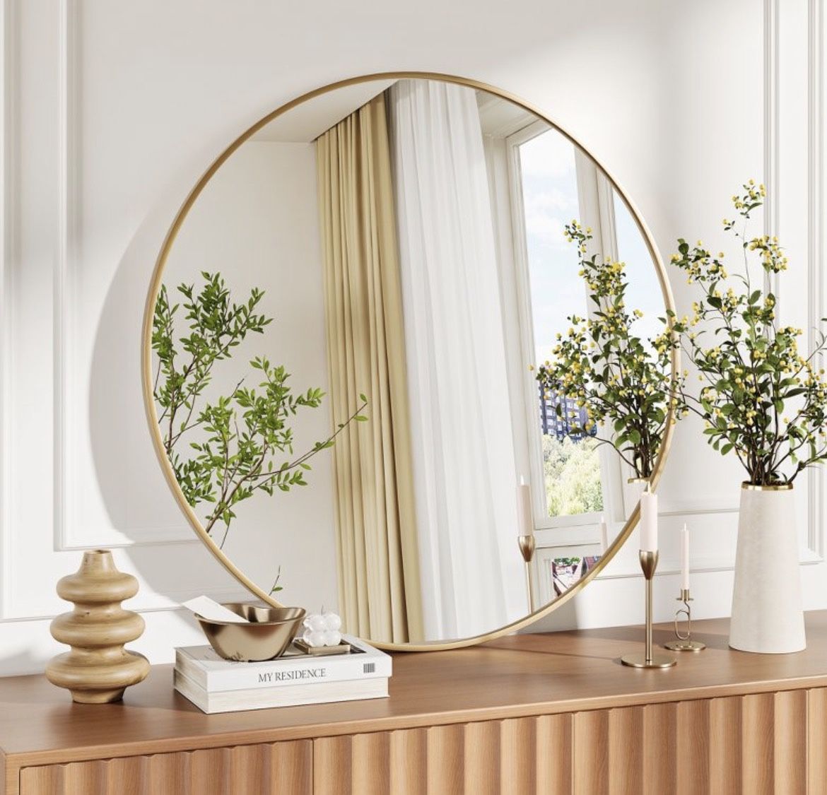 New 30" Gold round mirror