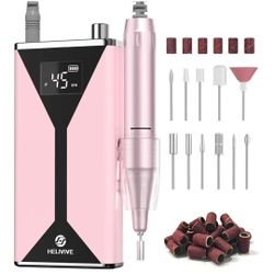 Professional Electric Nail Drill 45000RPM (Portable & Rechargeable) (with 11 Drill Bits ) Cordless Nail File Machine for Shaping, Polishing & Removing