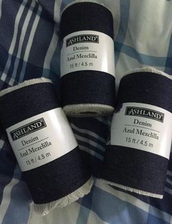 Lot Of 3 Ashland Denim Decorative Ribbon Blue Denim Rough Edge 5 Inch x 15 Feet Azul Mezclilla