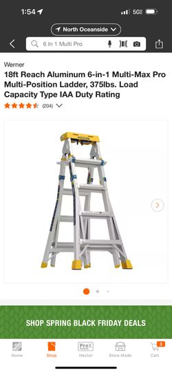 18ft Reach Aluminum 6-in-1 Multi-Max Pro Multi-Position 