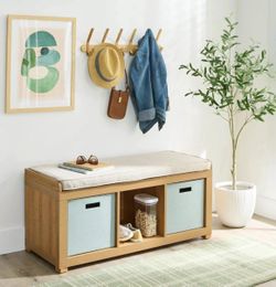 Entryway storage bench with cushion - NEW