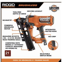 Ridgid 18V  21°  Framing Nailer