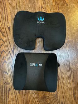 Comfortable Seat Cushion & Lumbar Support for Office Chairs, Memory Foam with Cooling Gel, Non-Slip, Black