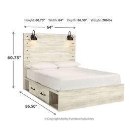 Queen bed frame with 2 drawers and storage
