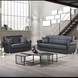 New Leather Sofa Love Seat Set Only $649 Turn Into Bed We Deliver!