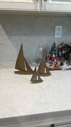Vintage brass sailor boat set of 3 Small $60 medium $80 large one $100