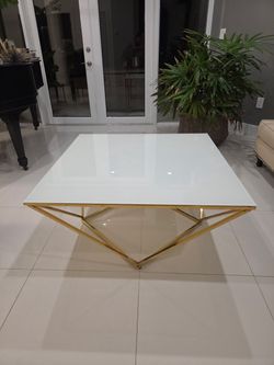 White glass coffee table