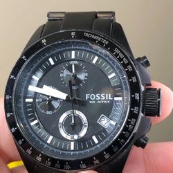 Fossil 10 ATM Men CH-2601 Dress Chronograph Black Tone Quartz Analog 45mm Watch
