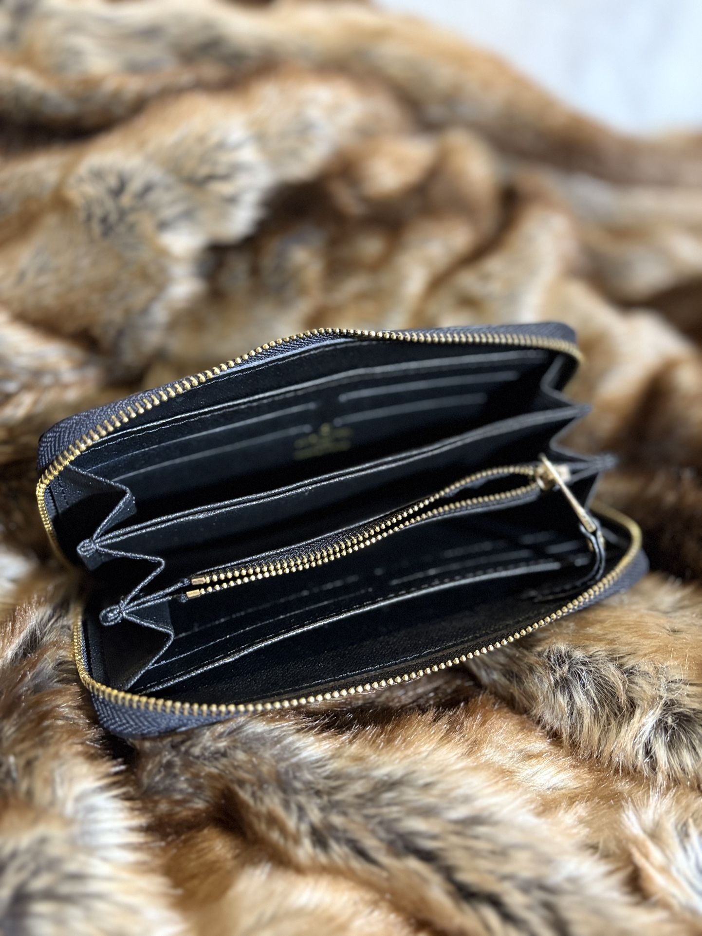 Embossed Monogram Black Long Wallet