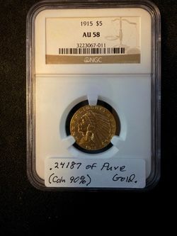 $5 Indian Gold Coin Au 58