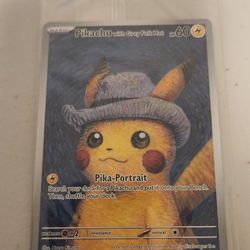 Pokemon Pikachu Van Gogh Promo Felt hat card New
