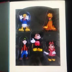 Walt Disney Mickey Minnie Pluto Donald Goofy Storybook Ornament 6 Piece Box Set