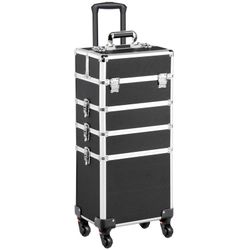 Aluminum Rolling Cosmetic Makeup Train Cases Trolley Professional Artist Organizer Box Kit