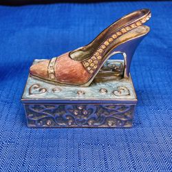 Beautiful High Heel Shoe Trinket Box With Stones 