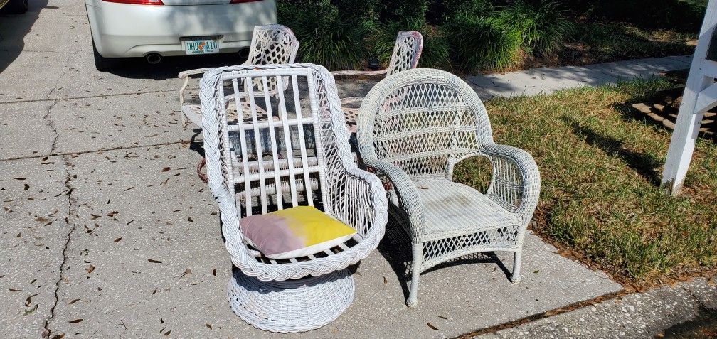 FREE WICKER AND WROUHHT IRON CHAIRS