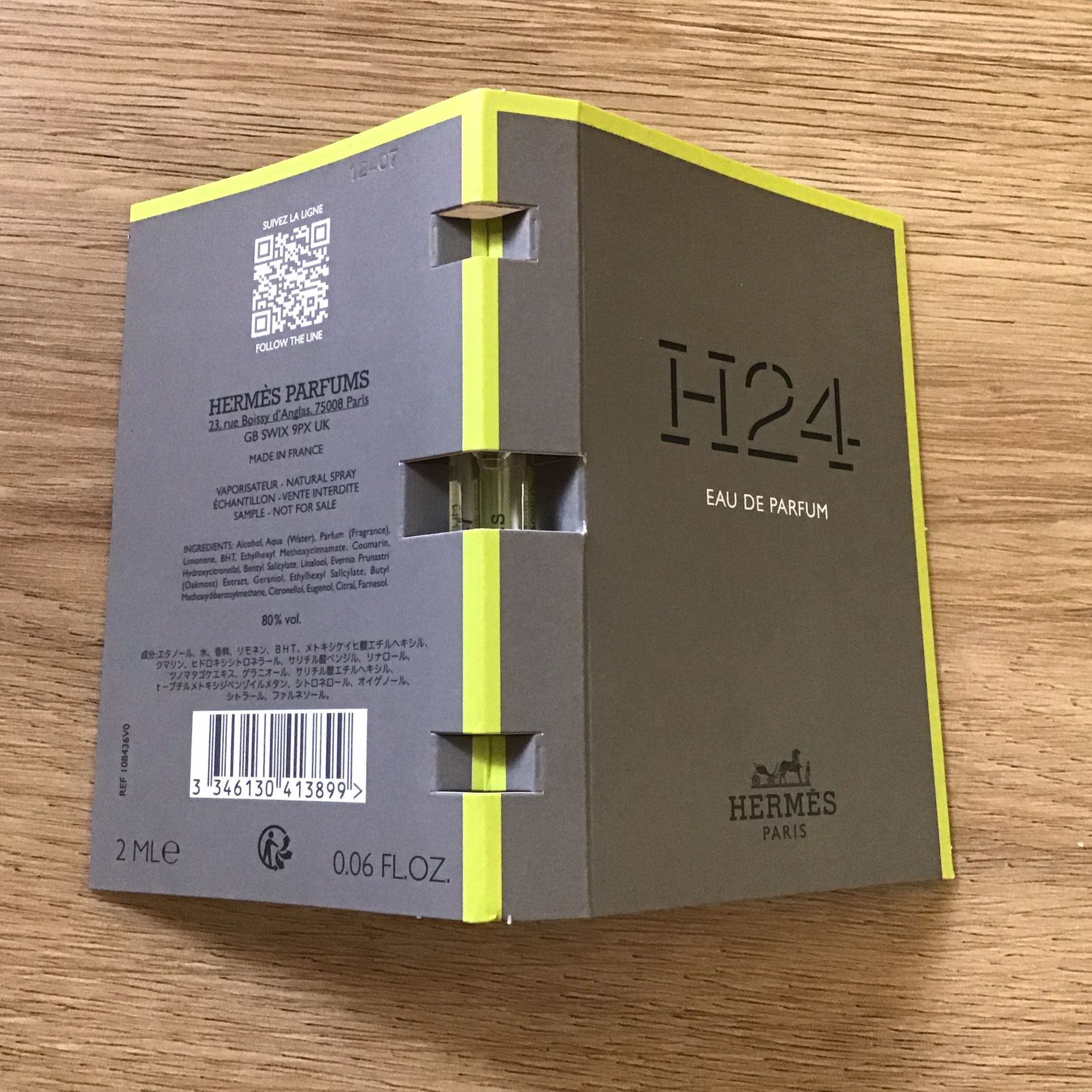 New-Hermes H24 perfume sample 2ml
