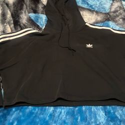 ADIDAS Cropped Terry Hoodie Womens M/L 24x17 Baggy Oversized Y2K Style