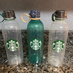 3 Plastic Starbucks Cups