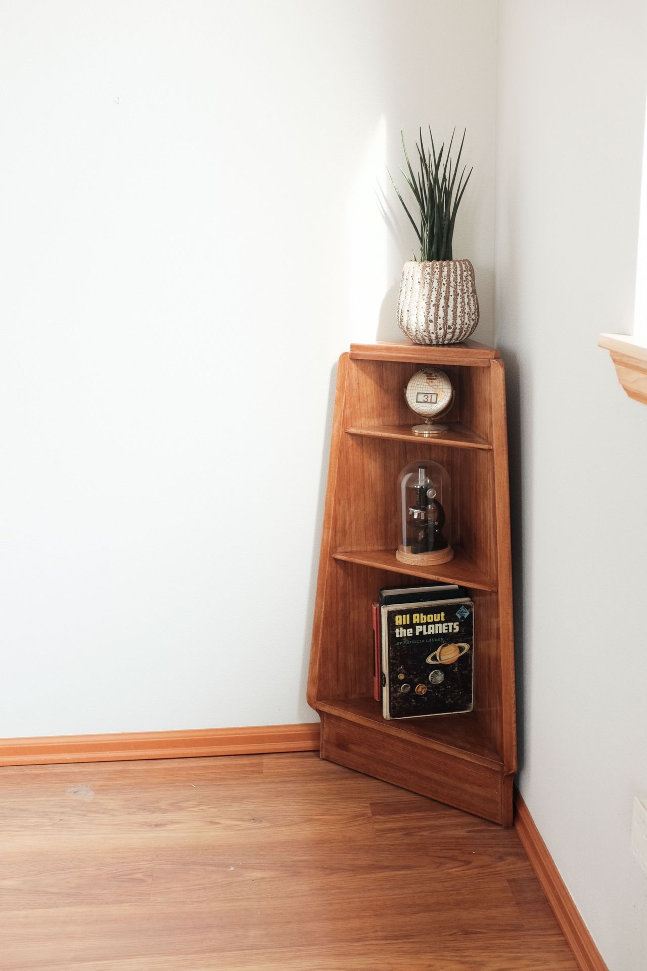 Mid Century Bookshelf Corner Cabinet