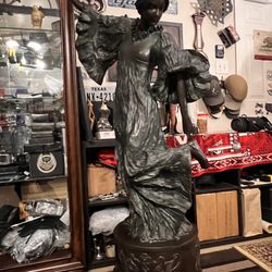 💥Bronze Lady Statue - Danseuse Au PWei after Agathon Leonard 64.5”H/ 160Pbs