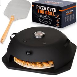 HeatGuard Pro Geras Pizza Oven for Grill - Grill Top Pizza Maker For Outside - 15" Pizza Stone, Pizza Peel Kit - Outdoor Portable Backyard BBQ Pizzas 