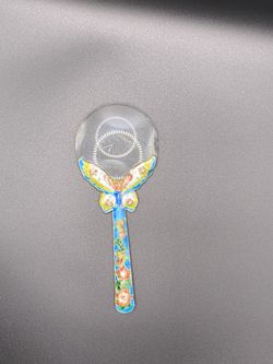 Chinese Cloisonne Vintage magnifying glass Bronze foetus silver blue magnifying glass Chipped Glass 