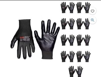 Nitrile Reusable Work Gloves, All Purpose Work Gloves with Cut Resistant Palm