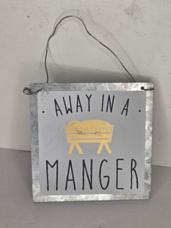 Collins Away In A Manger Galvanized Metal Hanging Christmas Ornament