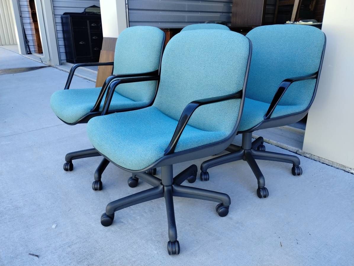(4) Vintage 1993 Steelcase Mid Century Modern Swivel Chairs