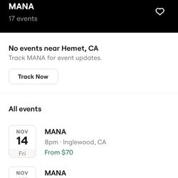 Maña Concert Tickets Friday Nov. 14