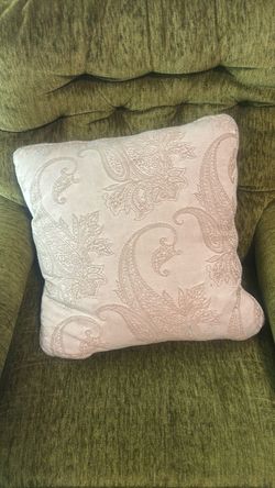 Pink Paisley Embroidered Throw Pillow