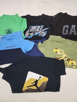 7 Boys Graphic Tees Tshirt Lot Of  Size L 10/12   Gap Nike Jordan T Hilfiger