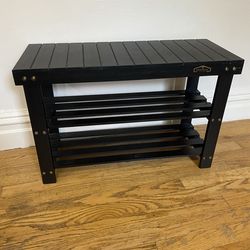 Black bamboo shoe rack/bench