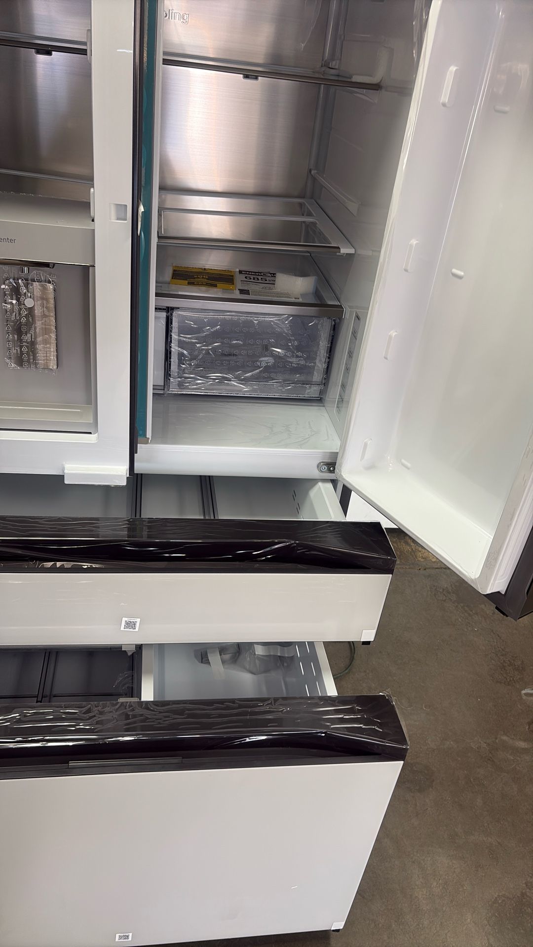 Samsung White Glass Bespoke Refrigerator Freezer