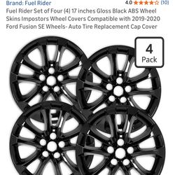 17 inches Gloss Black ABS Wheel Skins Impostors Wheel Covers Compatible with 2019-2020 Ford Fusion SE Wheels- Auto Tire Replacement Cap Cover