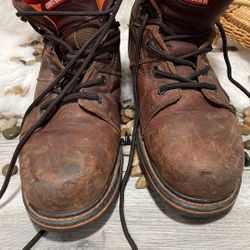 Craftsman Grand  Brown Leather Safety steel  Toe  Work Boots Mens 8 D 