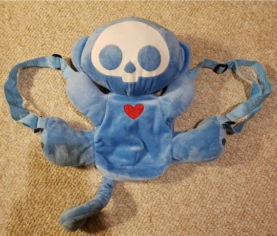 Skelanimals Marcy The Blue Monkey Backpack Plush Bag - Never Used RARE!!!