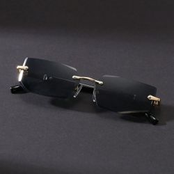 Luxury Rimless Gold Detail Sunglasses – Brand New w/ Case 🔥